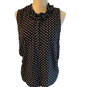 Dalia Collection Navy Polka Dot Blouse